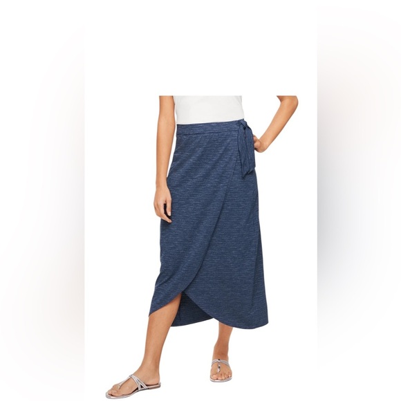 T by Talbots Tulip Hem Midi Skirt Blue Sz. Medium NWT - Picture 1 of 9